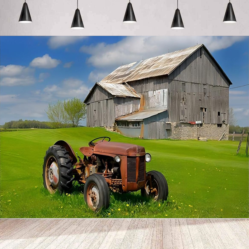 Agriculture Farming School - Green Farmland Photography Backdrop For Sunny
