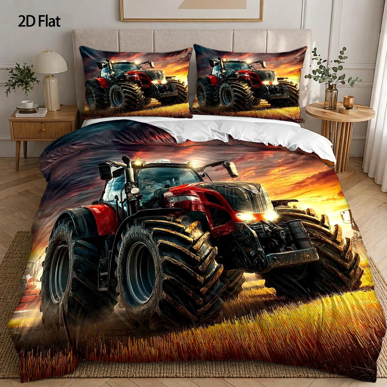 Agriculture Farming Cartoon - 3-Piece Quilt Cover Set, 1 Quilt